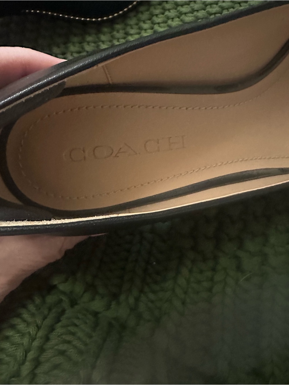 Coach-Black Pointed leather Pumps with Gold Stud Trim - Picture 7 of 8